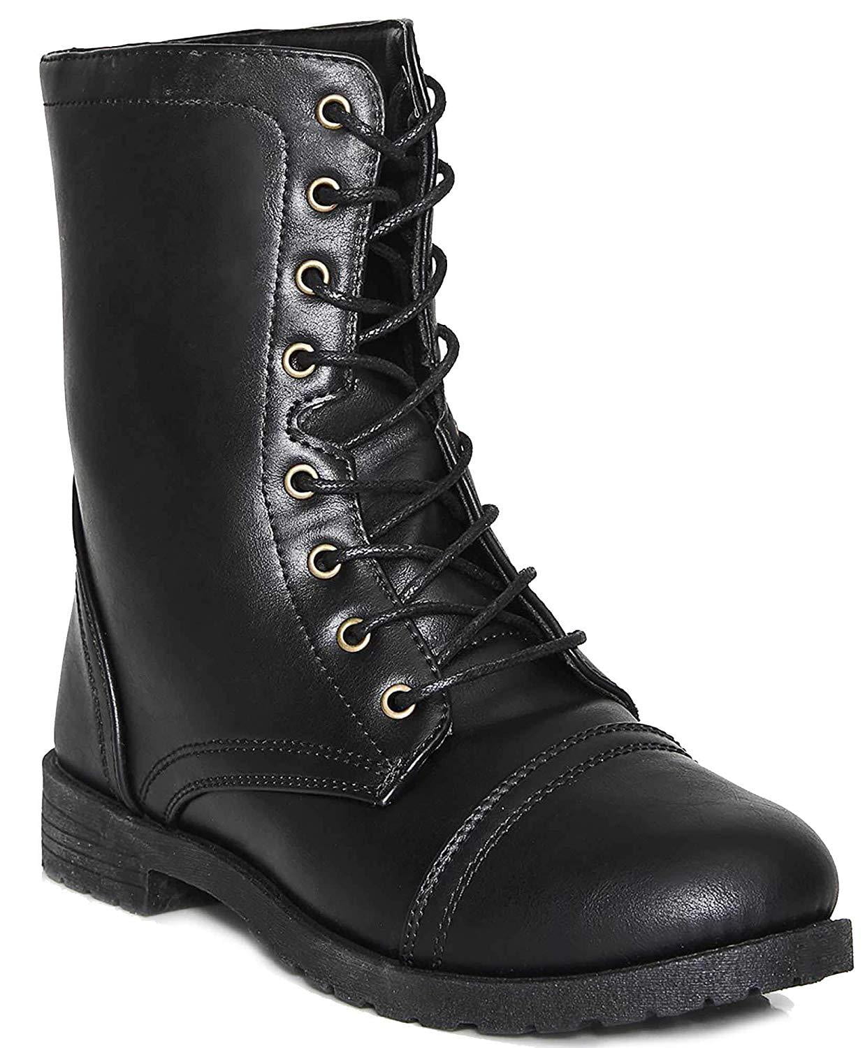 Lace up Military Style Combat Boots Women's Boots Vegan Leather Below ...