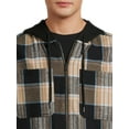 No Boundaries Men’s & Big Men’s Zip Hooded Flannel Shirt, Sizes XS5XL