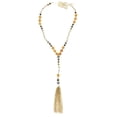 thumbnail image 2 of Erica Lyons Velvet Gift Bag  Long Beaded Tassel Y-Necklace Gold-Tone & Brown, 2 of 7