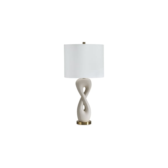 Signature Design by Ashley Judrich Poly Table Lamp, White and Gold-Finish, Modern Figure-Eight Style