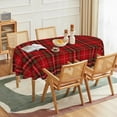 thumbnail image 2 of Christmas Tablecloth 60×84 Inch Oval, Buffalo Plaid Red Washable Table Cover for Party Picnic Dinner Decor, 2 of 6