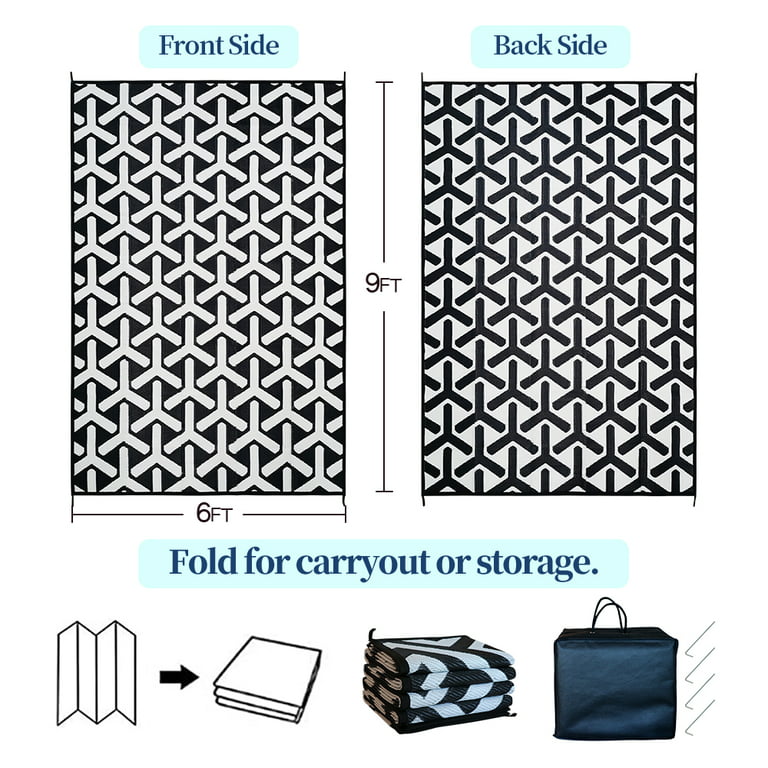 DiiKoo Outdoor Rug Plastic Straw for Patio, Carpet Area 5x8ft RV Camping Waterproof Mat, Deck Porch Balcony Large Mats, Reversible Outside Portable