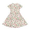 thumbnail image 4 of XADYUY Girl's Summer Casual Dress Casual A-Line Short Sleeve Girls Tshirt Dresses Vintage Floral Print Crew Neck Sundresses Holiday Swing Dresses with Pockets,3-4Years,Watermelon Red, 4 of 6