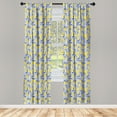 thumbnail image 2 of Ambesonne Fruits Curtains, Boho Tropical Lemon Drawing, Pair of 28"x95", Persian Blue Mustard, 2 of 4