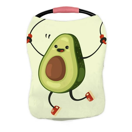 ABPHQTO Cute Avocado Cartoon Character Makes The Jump Rope Exercises Nursing Cover Baby Breastfeeding Infant Feeding Cover Baby Car Seat Cover Infant Stroller Cover Carseat Canopy