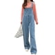 thumbnail image 3 of Pantalones vaqueros de tirantes para mujer Pantalones anchos sueltos Pantalones de pierna recta, azul claro, M tholdsy AP001488-02B, 3 of 7