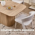 thumbnail image 3 of 63" Dining Table for 4 Person, [Rounded Corners] [Striped Pedestal Base] Farmhouse Modern Rectangle Kitchen Dinner Table, Beige, 3 of 7