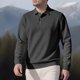 thumbnail image 1 of pstuiky camisas de manga larga para hombre, Blusa/camiseta informal de manga larga con cuello vuelto de color liso para hombre top de hombre l, 1 of 3