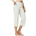 thumbnail image 2 of PMVFHDE Women High Waist Straight Leg Yoga Pants For Women Athletic Workout Crop Leggings 21 Inch White，XL, 2 of 6