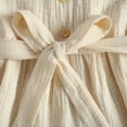 thumbnail image 4 of Vestido De NiñAs Con CinturóN Moda Color SóLido BotóN V-Cuello NiñOs Princesa Vestido, 4 of 4