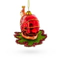thumbnail image 3 of Snail Perched on a Green Leaf Glass Christmas Ornament, 3 of 5