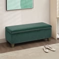 thumbnail image 2 of Foredo Rectangle Ottoman with Storage, Modern Faux Leather Bench with Solid Wood Legs, Ottoman for Living Room, Bedroom and Entryway, Teal, 2 of 7