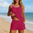 thumbnail image 2 of Brnmxoke Women Tankini Swimsuit with Shorts Tummy Control Modest 2026 Two Piece with Sporty Pockets Blouson Bathing Suits Hot Pink,XL, 2 of 9