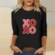 thumbnail image 4 of RKSTN Valentine's Gifts Women's 3/4 Sleeve T Shirts Top Oversized Crewneck Valentines Graphic Print Short Sleeve Shirt Womens Casual Solid Round Neck Loose Three Quarter Sleeve Shirt Spring Clothes, 4 of 7