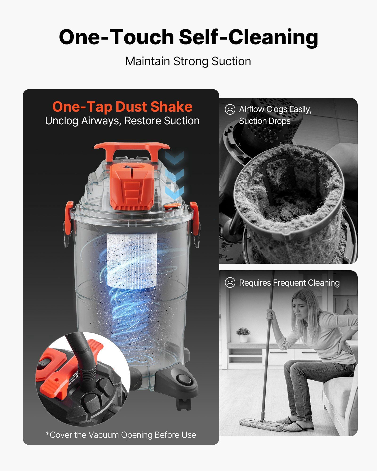 Shop-Vac 8 Gallon 4.5 Peak HP Wet/Dry Vacuum, 900W Portable Shop Vac