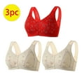 thumbnail image 2 of SMihono Fashion 3 Pack Daisy Lace Bra for Women Front Button Bras Front Closure Everyday Bra Cozy Wireless Full Coverage Bras Red 16, 2 of 5