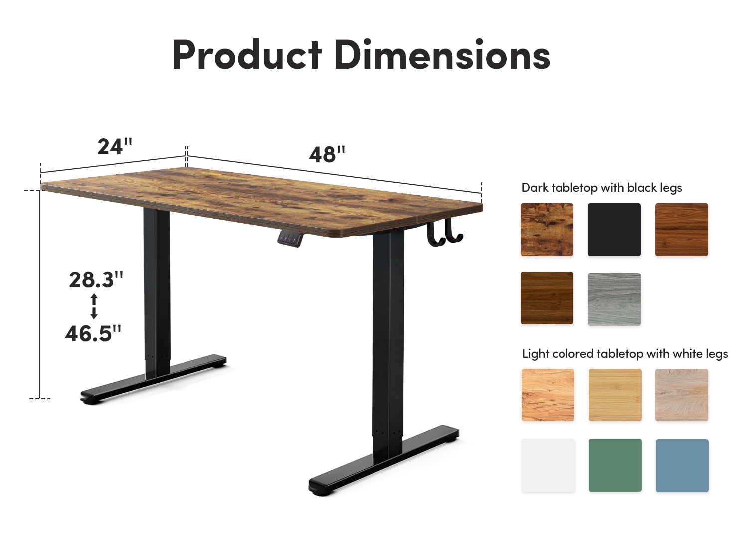 DESINO 48Inch Electric Height Adjustable Standing Desk, Splice Board Electric Stand up Desk Home Office, Computer Desk Memory Preset, Rustic Brown