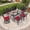 Red (Swivel chair+Dining chair), variant on Hzzkey 7-Piece Cast Aluminum Patio Dining Set with Swivel Chairs & Brown Cushions, for Deck, Garden, Backyard