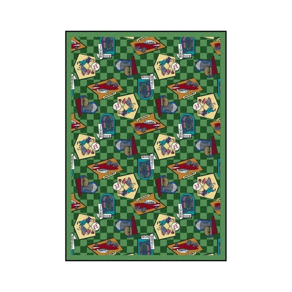 Fabulous Fifties 3'10" x 5'4" Area Rug In Color Green