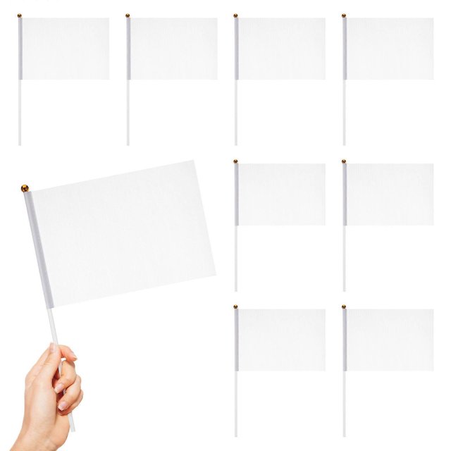 24pcs White Flags Hand Held Flags Hand Waving Referee Flags Yard Lawn Marking Flags (White)