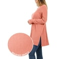 thumbnail image 3 of J. METHOD Women’s Knit Sweater Long Sleeve Round Neck Thermal Waffle Warm Casual Tunic Pullover Side Slit Knitted Top NEWT392 Deep Coral 2XL, 3 of 5