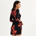 thumbnail image 2 of Women's Nine West Long Sleeve Wrap Dress Color: Cocoa Pica Floral Nb Size: X LARGE, 2 of 4