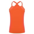 thumbnail image 2 of Yartina Kids Girls Dance Tank Tops Spaghetti Strap Camis Racerback Camisole Undershirts for Gymnastic Orange 150, 2 of 5