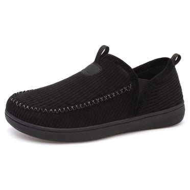 Barerun Men's Moccasin Slippers Wide Memory Foam House Shoes for Indoor & Outdoor