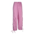thumbnail image 3 of new overalls y2k women's adjustable drawstring low waist loose trousers with pockets solid color women's pants-As photo shows-L, 3 of 7