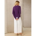 thumbnail image 5 of DARING DIVA Women's Contrast Trim Knit Ribbed Cardigan Sweater L Purple, 5 of 7