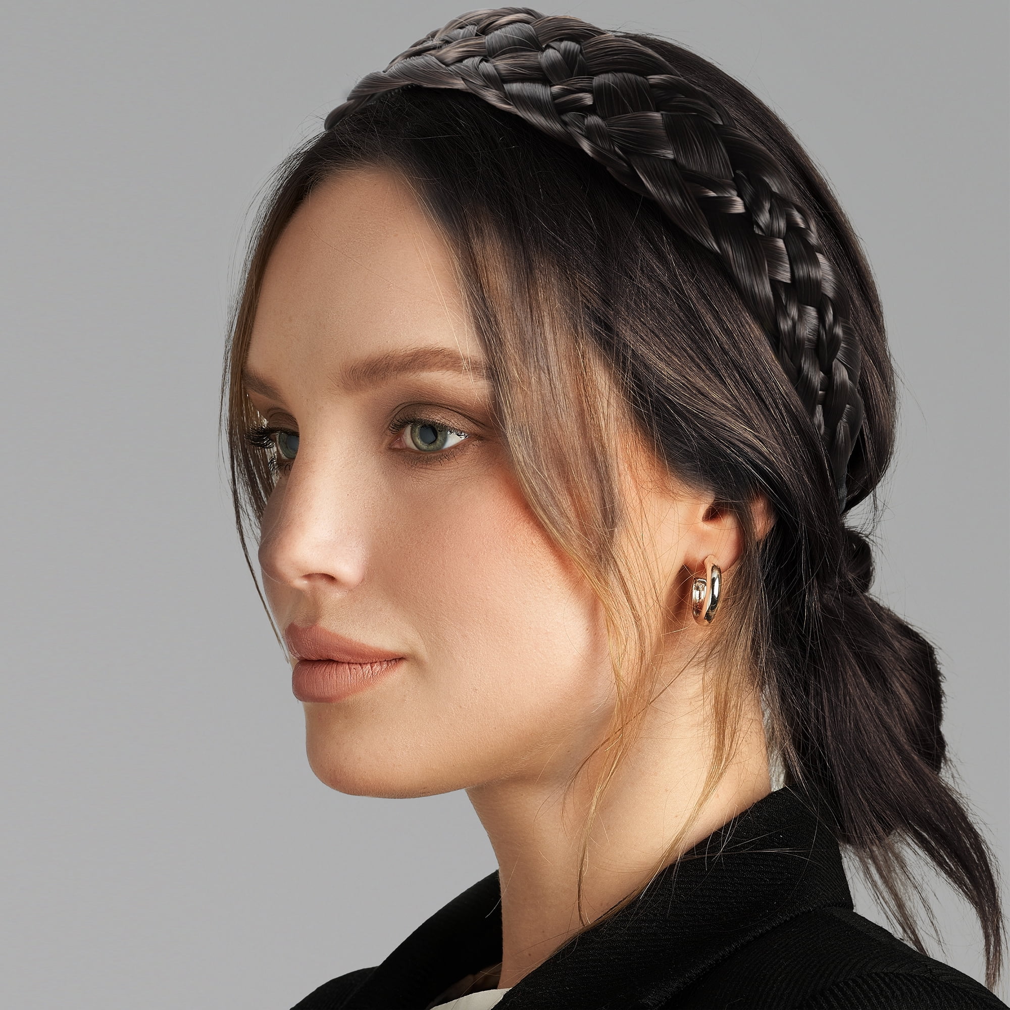 Unique Bargains Women's Wig Braided Headbands Deep Brown 5.39"×1.5"