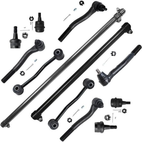 Detroit Axle - 12pc Front Suspension Kit for Jeep 1999-2004 Grand Cherokee Drag Link Tie Rods Adjusting Sleeve Upper Lower Ball Joints Sway Bars 2000 2001 2002 2003 Replacement