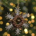 thumbnail image 2 of Northlight Wooden Snowflake Christmas Ornament with Jingle Bell - 6" - Brown and Beige, 2 of 4