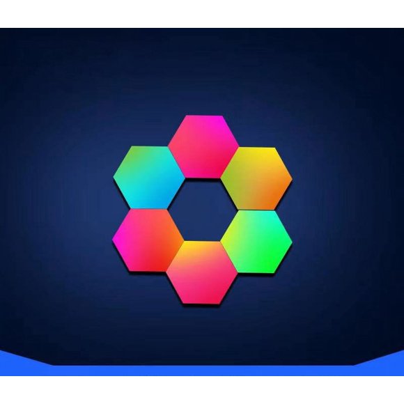 Hexagon Lights Gaming Wall Panels - 12 Pack Hexagon LED Lights with APP and Remote Smart Modular RGB Panel Hex DIY Glide Expansion Shapes Lighting