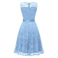 thumbnail image 5 of Stichou Women Floral Lace Bridesmaid Party Dress Short Prom 2026 Dress V Neck Sky Blue L, 5 of 5