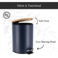 thumbnail image 4 of Navy Blue Trash Can with Bamboo Lid and Pedal, 2.5L Capacity, 4 of 7
