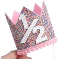 thumbnail image 5 of Corona de arcoíris para fiesta de medio cumpleaños: corona de cumpleaños con purpurina, sombreros de cumpleaños para niños, accesorios para fotos de cumpleaños de bebé, decoración de cumpleaños c, 5 of 5