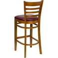 thumbnail image 4 of Emma + Oliver Ladder Back Cherry Wood Barstool, Burgundy Vinyl Seat, 4 of 7