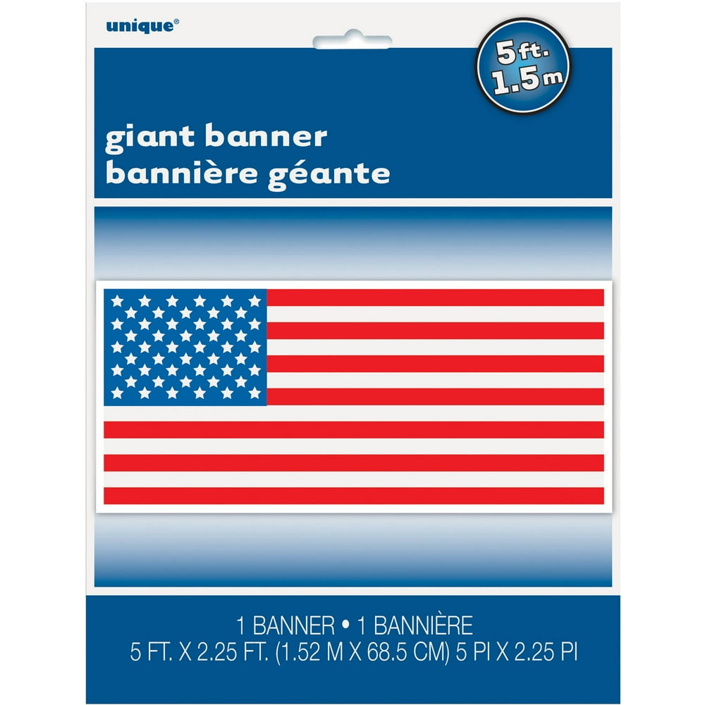 Plastic American Flag Wall Banner, 60" x 27"