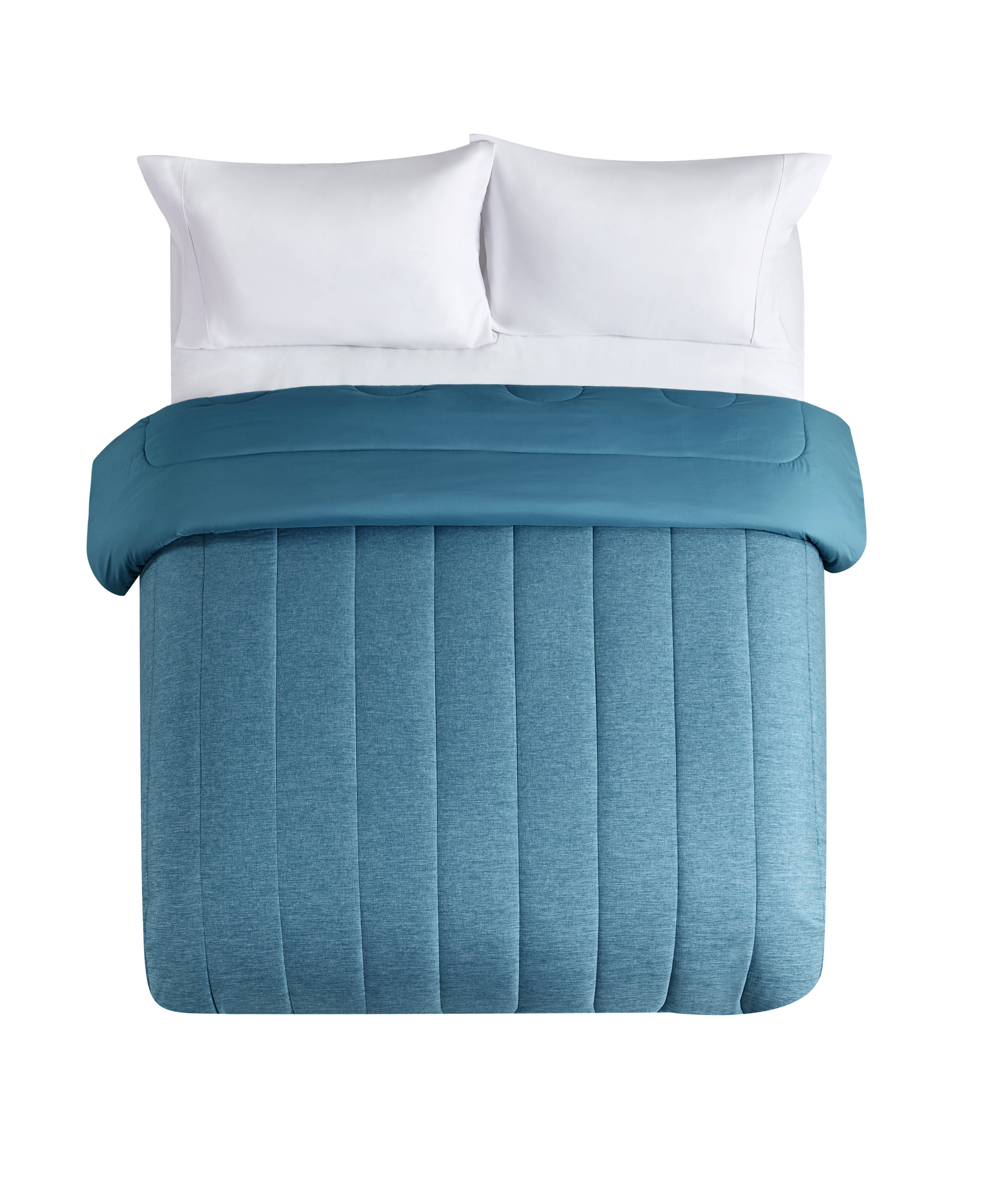 Mainstays Super Soft Microfiber Reversible Comforter, Full/Queen, Cool Blue, 1 Piece