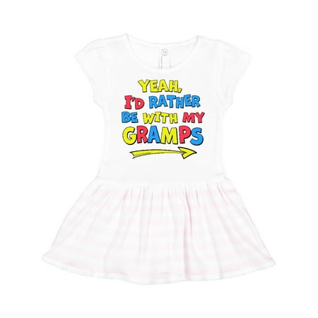 

Inktastic Yeah I d Rather be with My Gramps in Red Yellow and Blue Gift Toddler Girl Dress