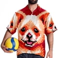 thumbnail image 4 of Pixel Dog Men's Button Down Hawaiian Print Short Sleeve Casual Summer Beach Shirts, 4 of 6