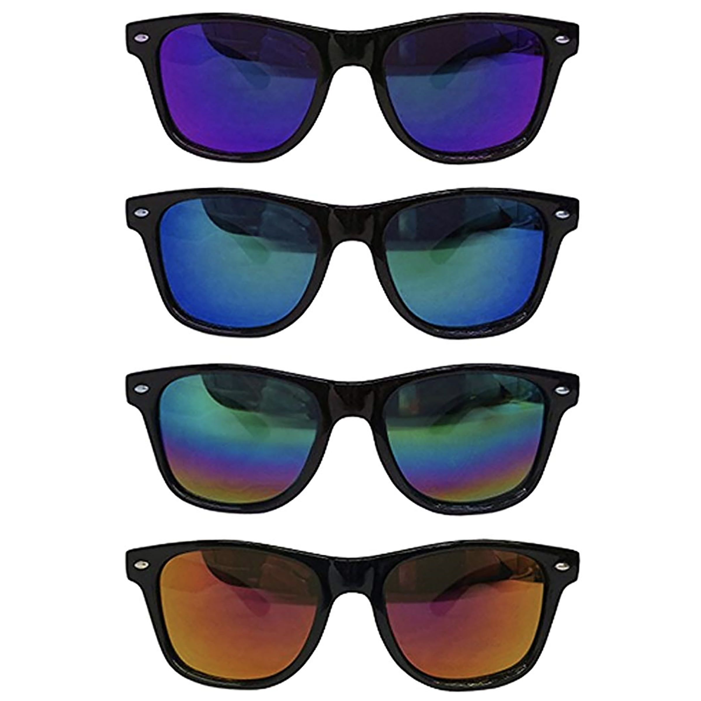 Rhode Island Novelty Black Frame Mirror Lens UV Sunglasses (4 Per