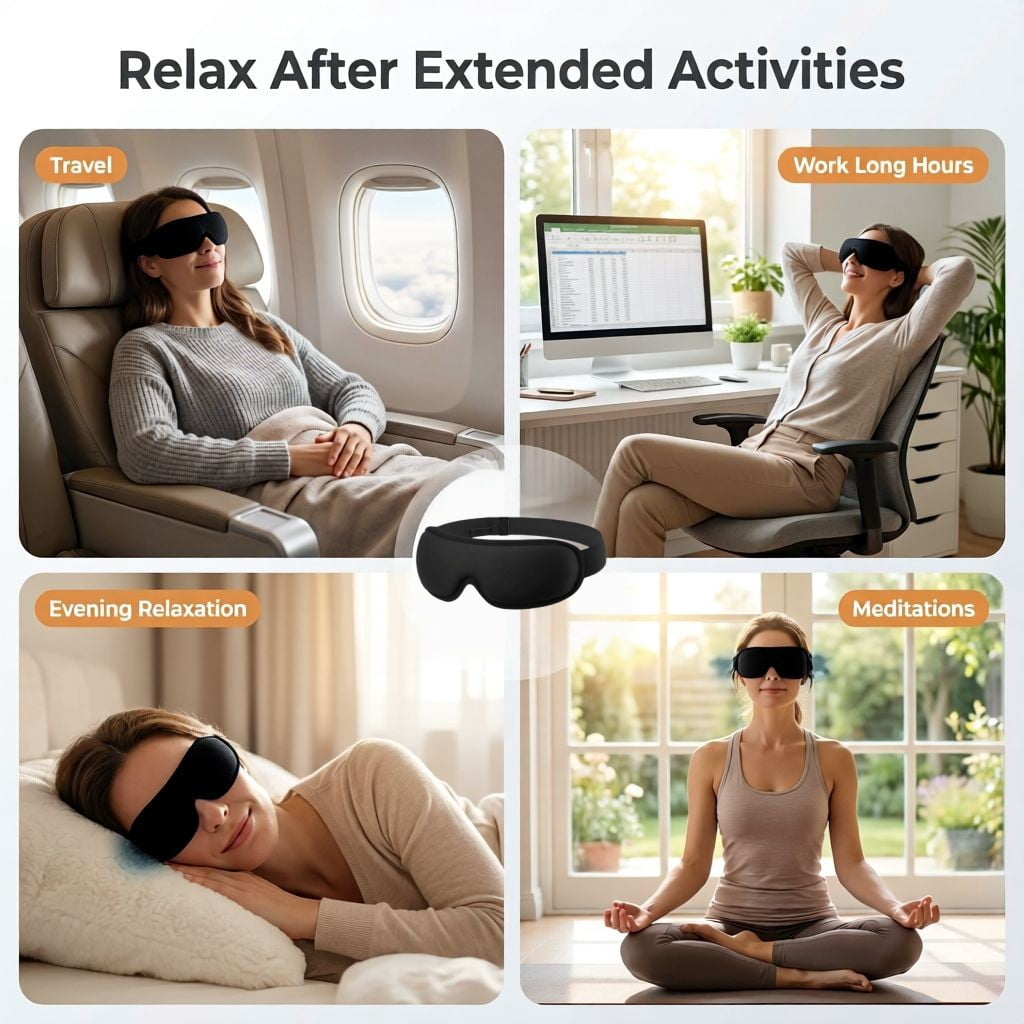 FACEMOON USB Heated Eye Mask,  Adjustable Heat and Timer, Warm Compress for Sleep and Dry Eye Relief