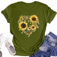 thumbnail image 4 of CCRFTGI Tshirt for Teen Girls Casual Fashion T Shirts Crewneck Dark Green Tshirt 2025 Summer Sunflower Print Short Sleeve Shirts,Dark Green 14-15 Years, 4 of 5