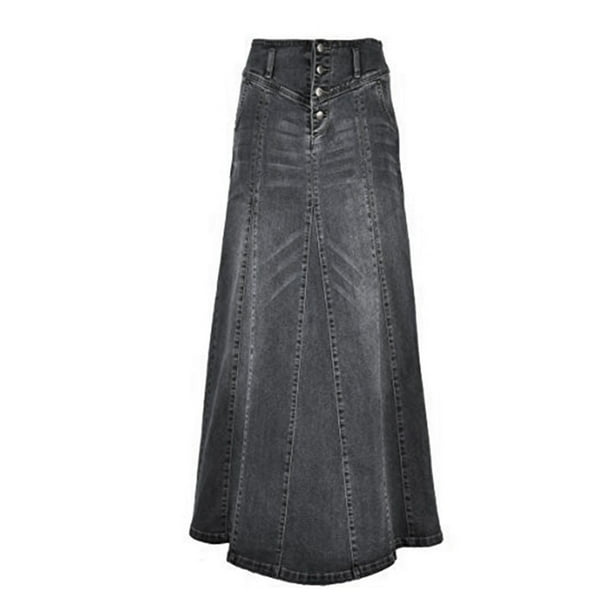 Saodimallsu Women's Summer High Waisted Casual Long Demin Skirt ...