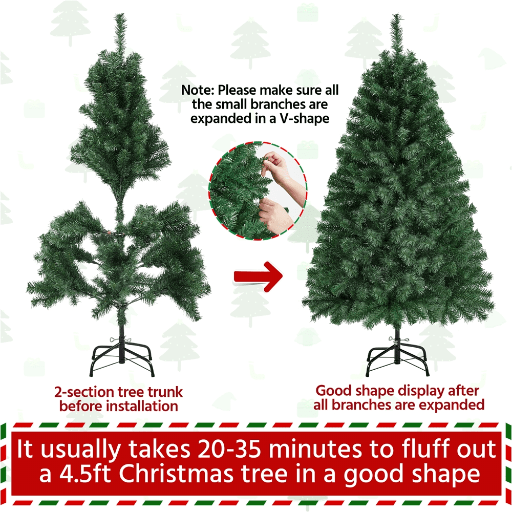 Renwick Green Decorated Spruce Christmas Tree, 4.5ft