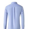 thumbnail image 7 of Wyobmus Men's Long Sleeve Shirt Casual Fashion Fall Stand Collar Button Down Solid Color Shirt Blue, 7 of 7