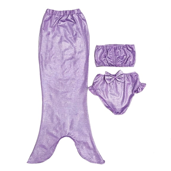 Wenchoice Lavender Shinny Mermaid 3 Pieces Swimming Suit XL(7-8Y)