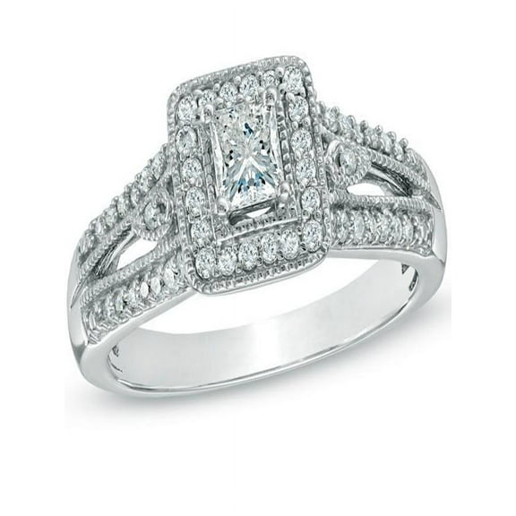 Gorgeous Antique Diamond Engagement ring 1.00 Carat Princess Cut Diamond on 10k White Gold